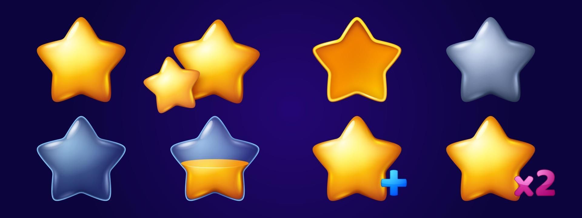 Gold stars icons for game ui interface vector