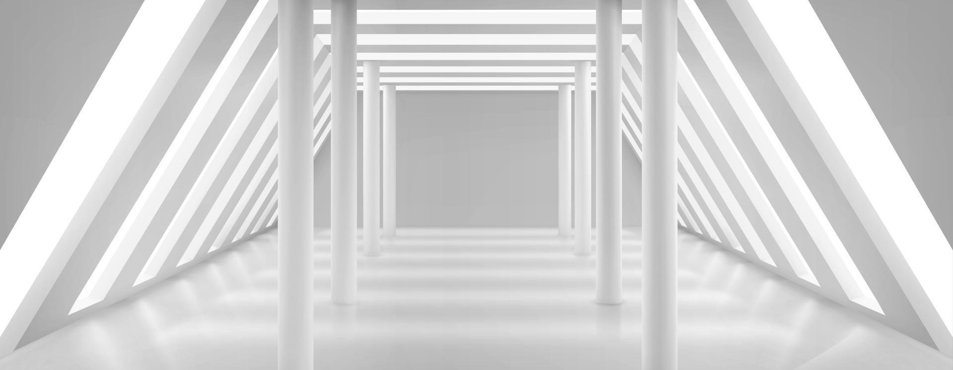 White open space room interior with columns vector