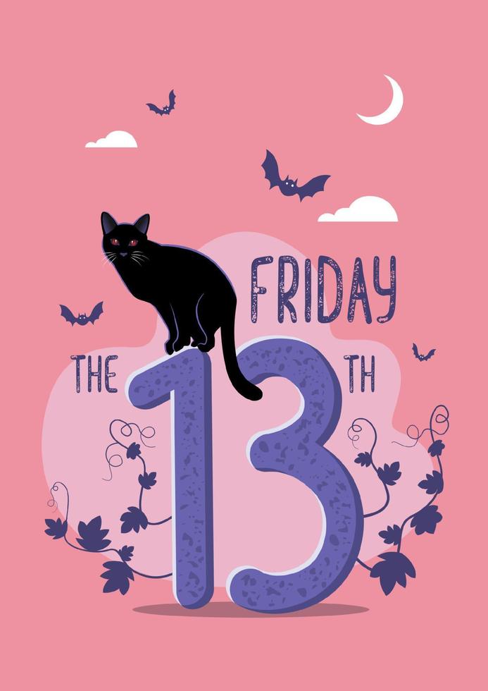 Black Cat on Friday the 13th vector