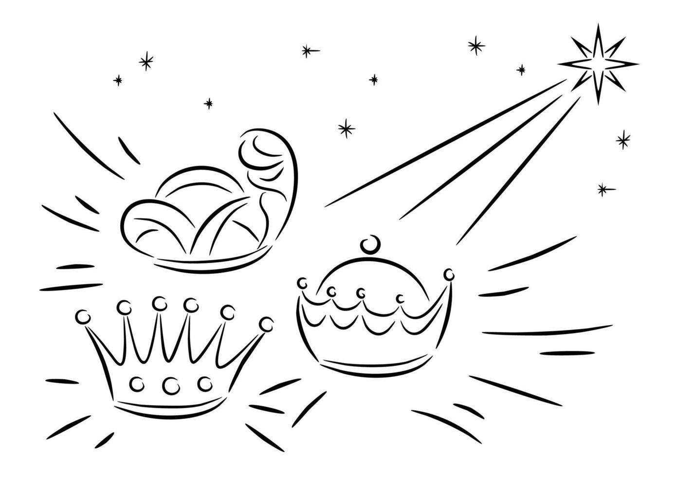 Crowns from three kings with star above them vector