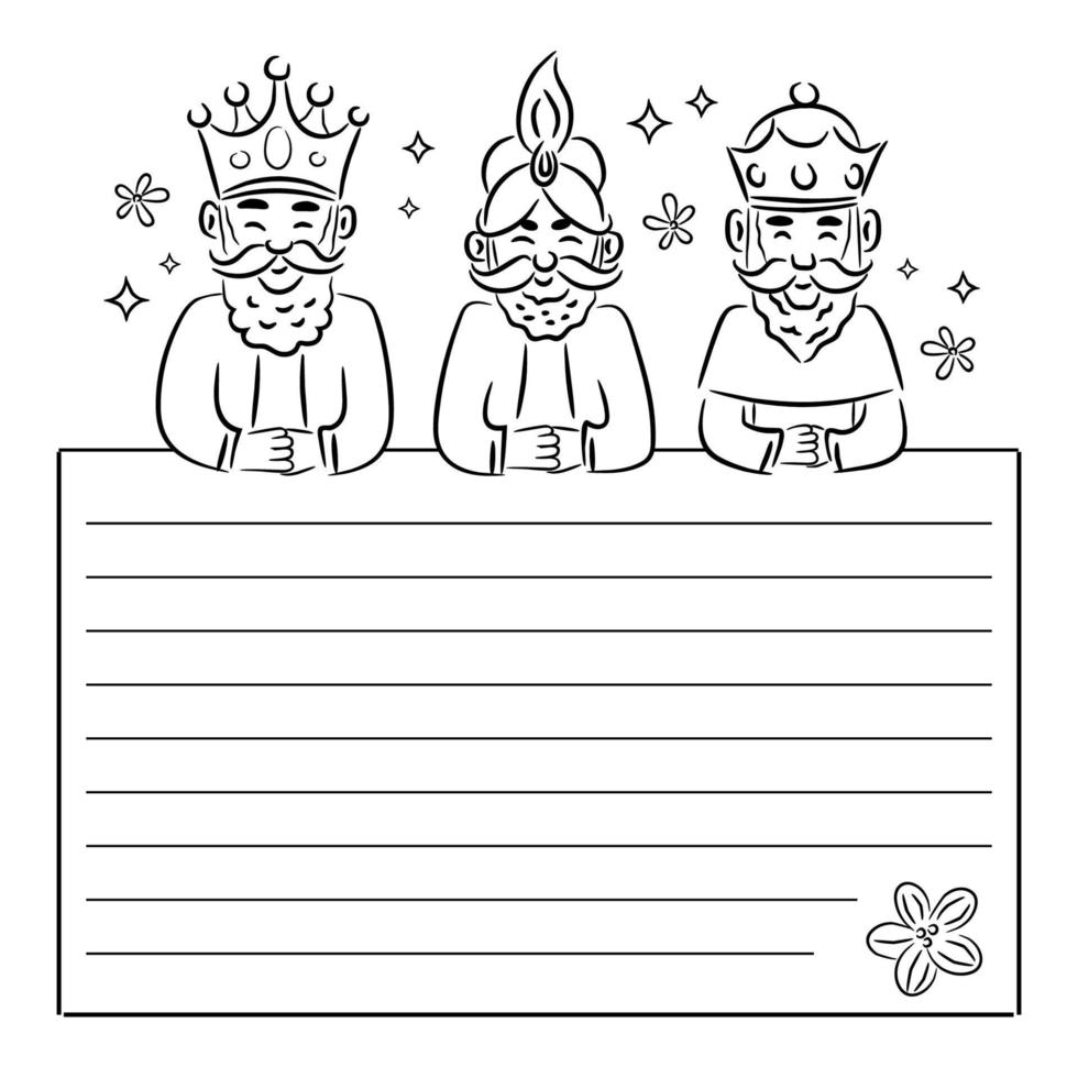 carta a los tres reyes ilustración vectorial vector