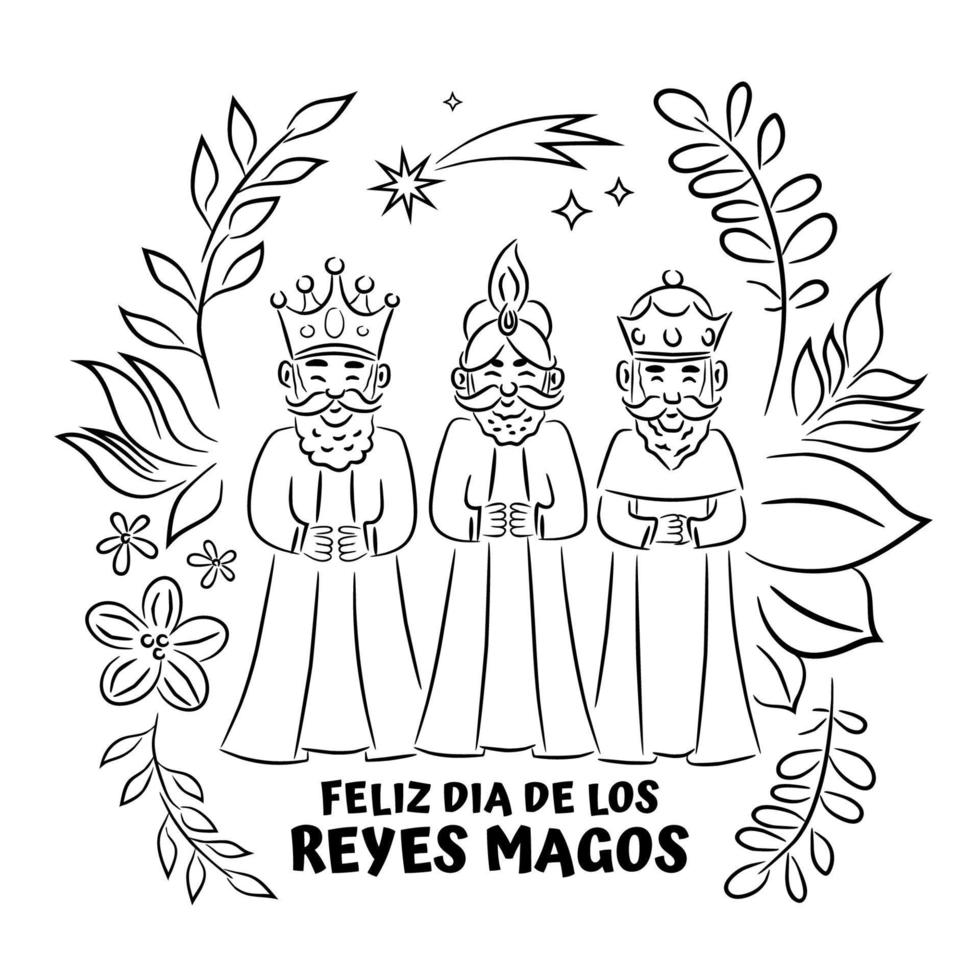 ilustración de navidad, ilustración de stock de tres hombres sabios vector