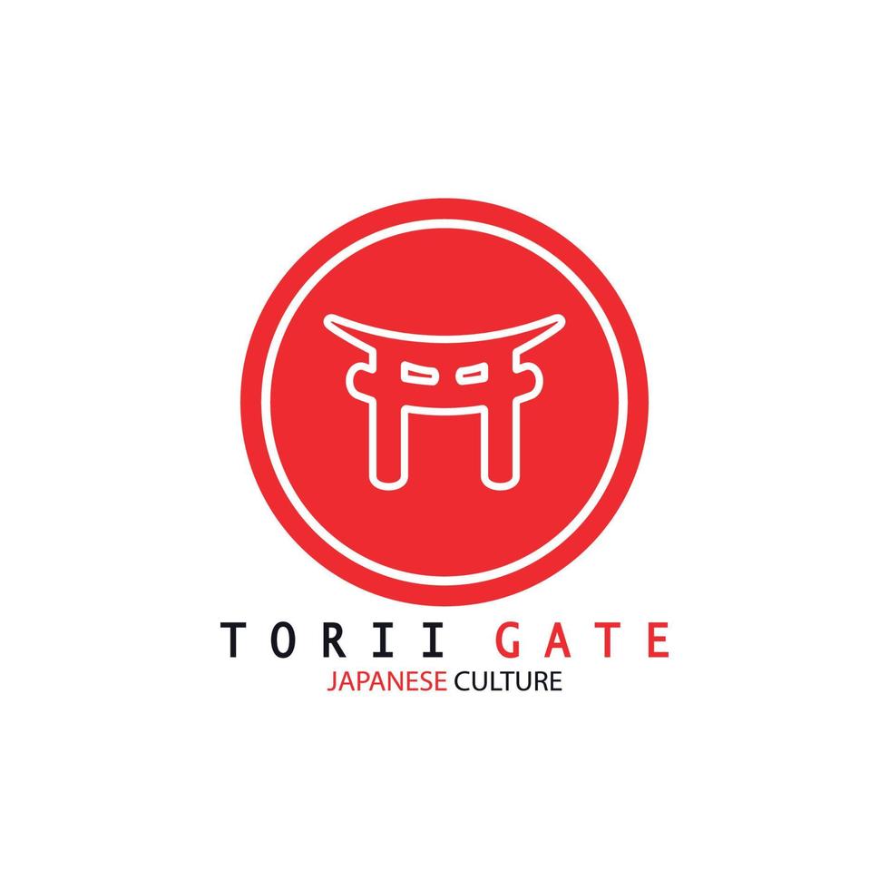 puerta torii cultura tradicional japonesa icono de ilustración de logotipo simple con concepto de vector minimalista estético