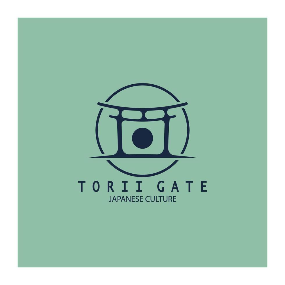 torii gate japanese traditional culture simple logo illustration icon with aesthetic minimalist vector concept