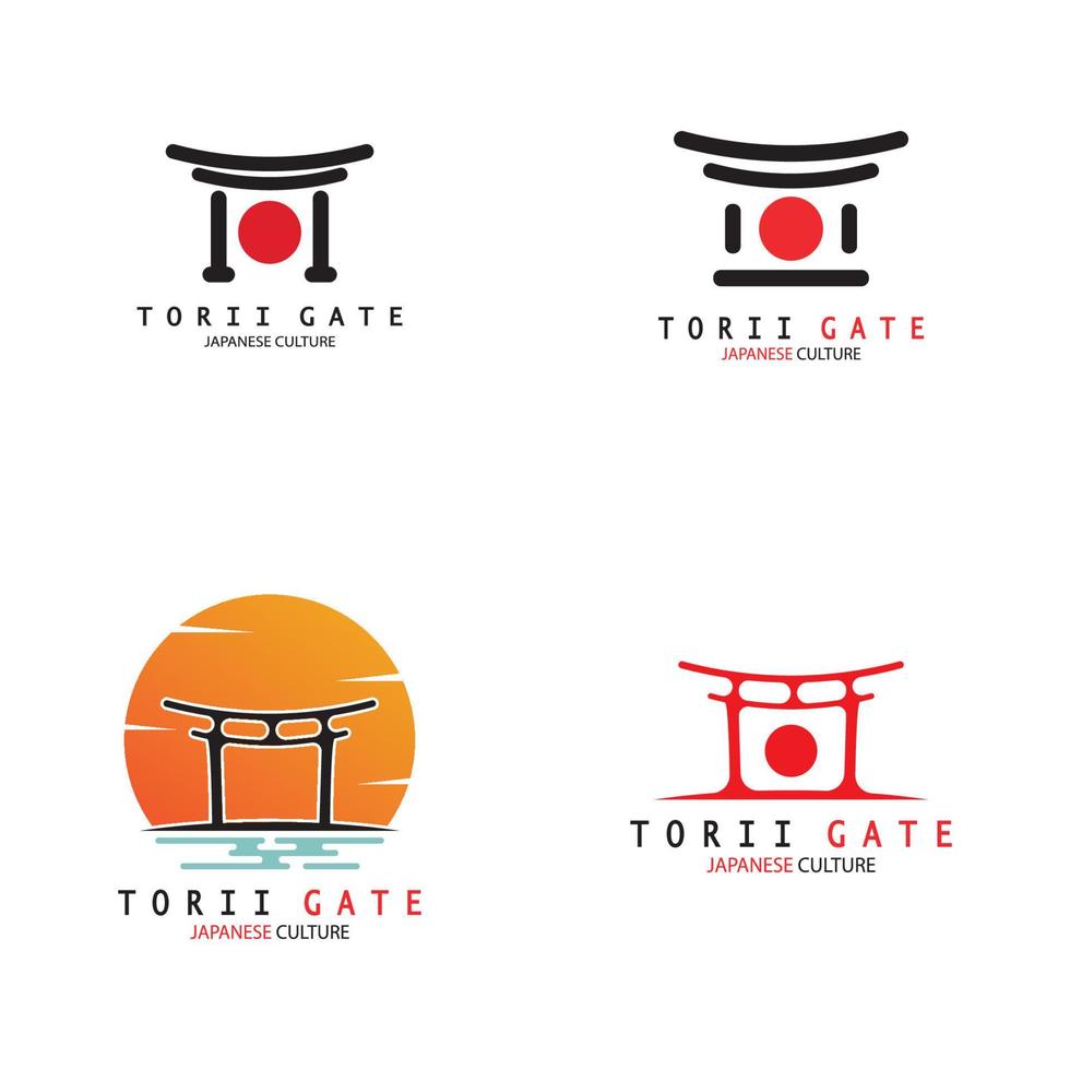 torii gate japanese traditional culture simple logo illustration icon with aesthetic minimalist vector concept