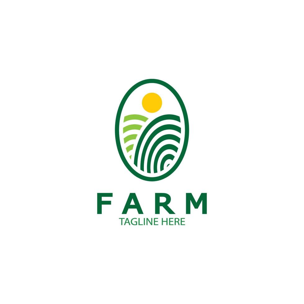 Ilustración de diseño de logotipo orgánico de agricultura agrícola de negocios agrícolas, campo de cultivo, pasto, leche, concepto de diseño, símbolo creativo, icono, plantilla vector