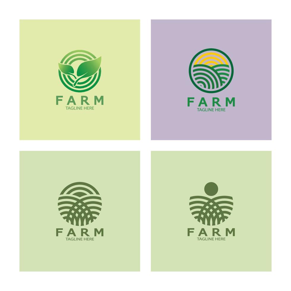 Ilustración de diseño de logotipo orgánico de agricultura agrícola de negocios agrícolas, campo de cultivo, pasto, leche, concepto de diseño, símbolo creativo, icono, plantilla vector