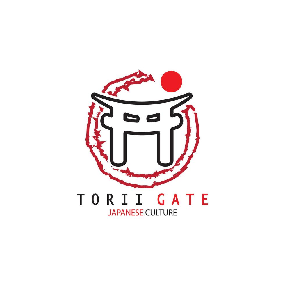 torii gate japanese traditional culture simple logo illustration icon with aesthetic minimalist vector concept