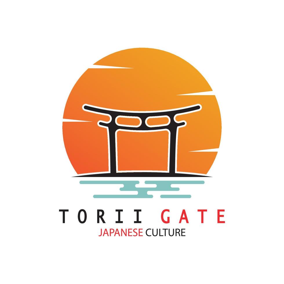 torii gate japanese traditional culture simple logo illustration icon with aesthetic minimalist vector concept