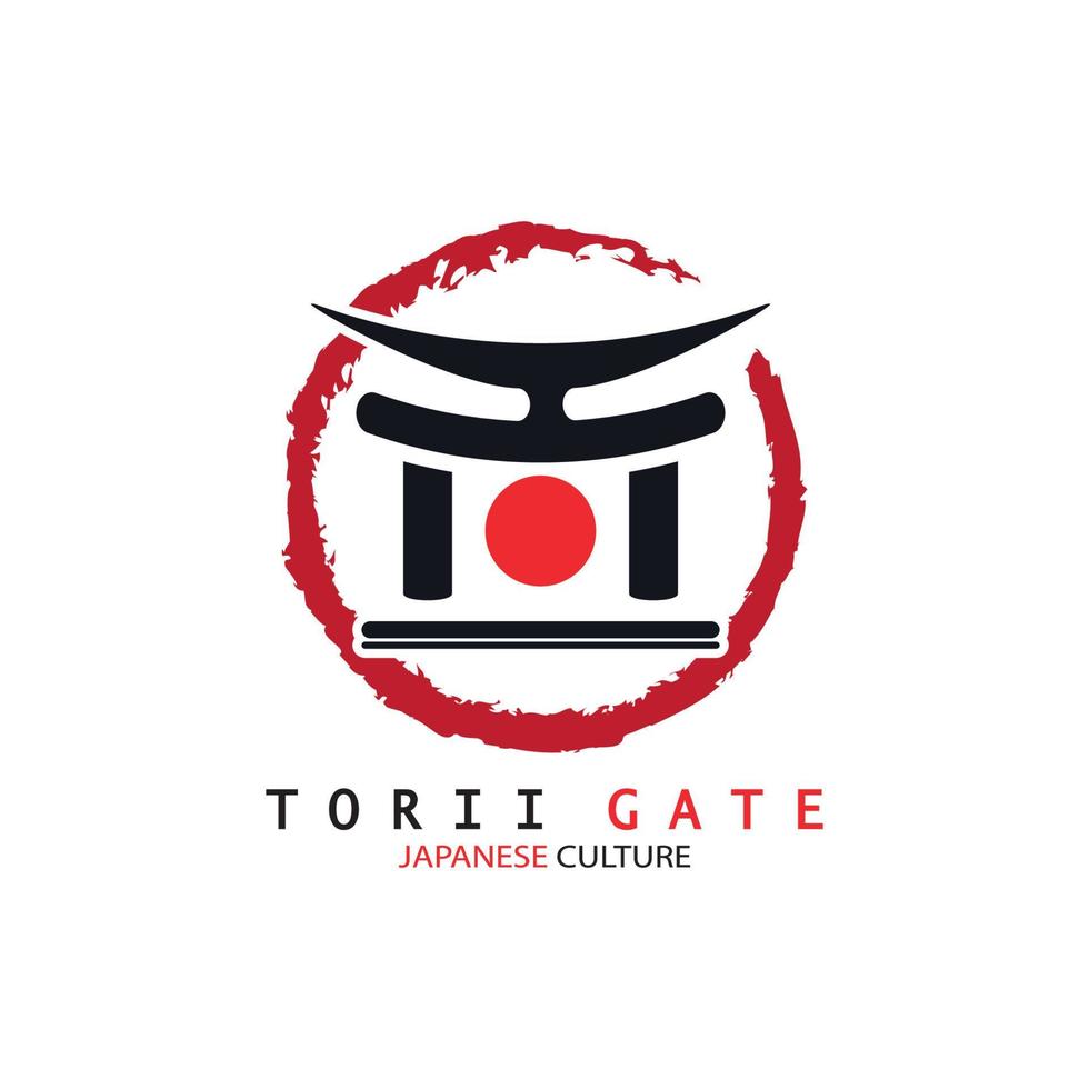 torii gate japanese traditional culture simple logo illustration icon with aesthetic minimalist vector concept