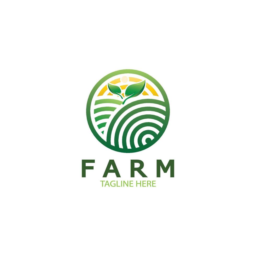 Ilustración de diseño de logotipo orgánico de agricultura agrícola de negocios agrícolas, campo de cultivo, pasto, leche, concepto de diseño, símbolo creativo, icono, plantilla vector