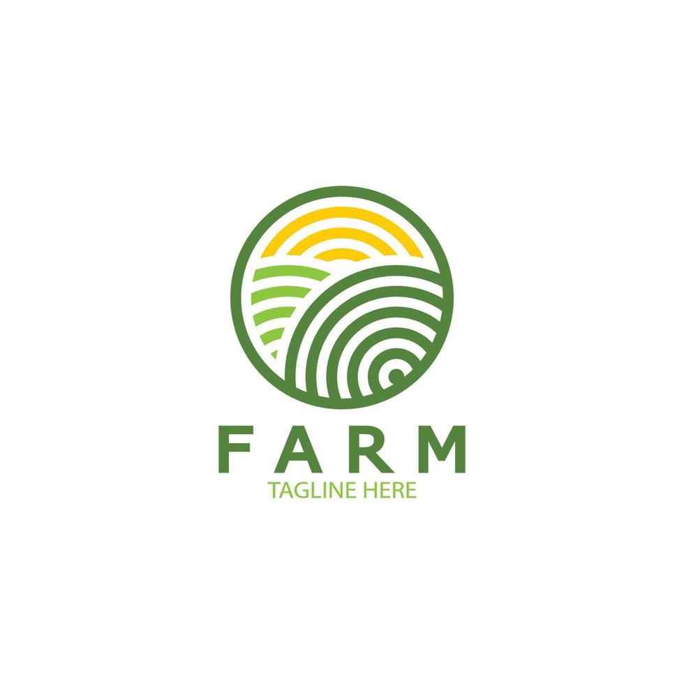 Ilustración de diseño de logotipo orgánico de agricultura agrícola de negocios agrícolas, campo de cultivo, pasto, leche, concepto de diseño, símbolo creativo, icono, plantilla vector