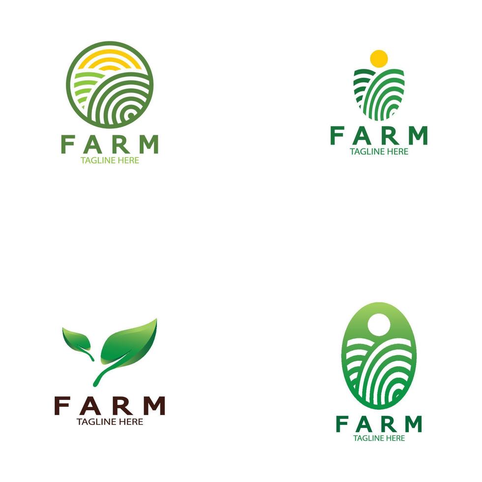 Farm  agriculture organic  logo design illustration of agriculture business, crop field, pasture, milk, Design Concept, Creative Symbol, Icon,Template vector