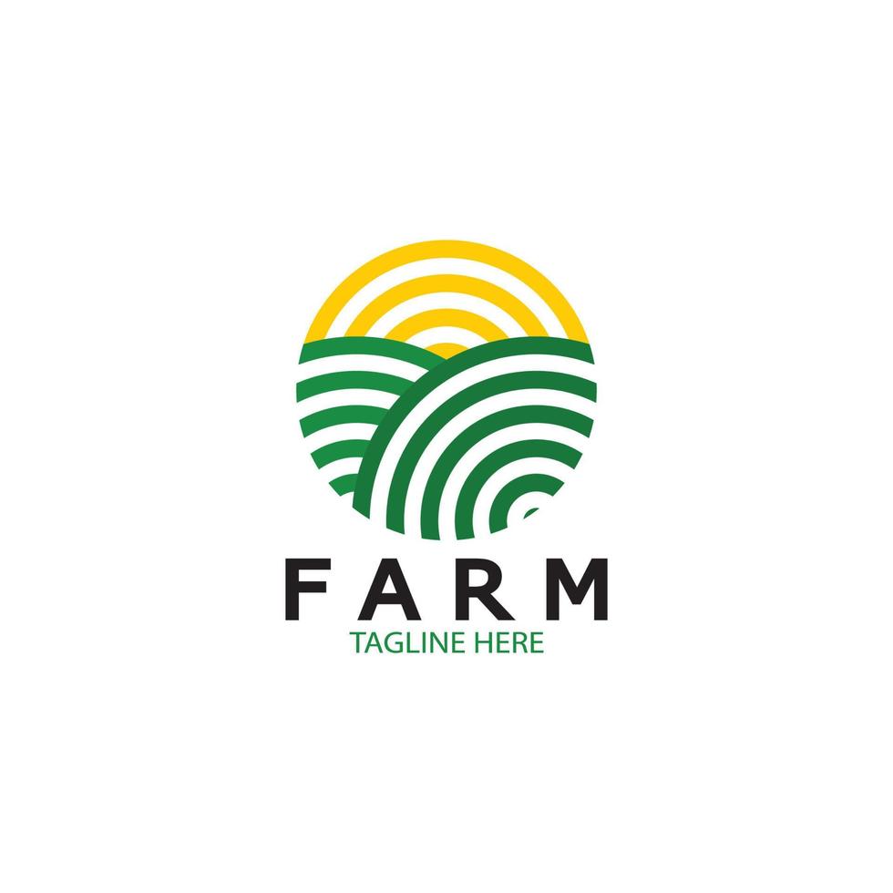 Ilustración de diseño de logotipo orgánico de agricultura agrícola de negocios agrícolas, campo de cultivo, pasto, leche, concepto de diseño, símbolo creativo, icono, plantilla vector