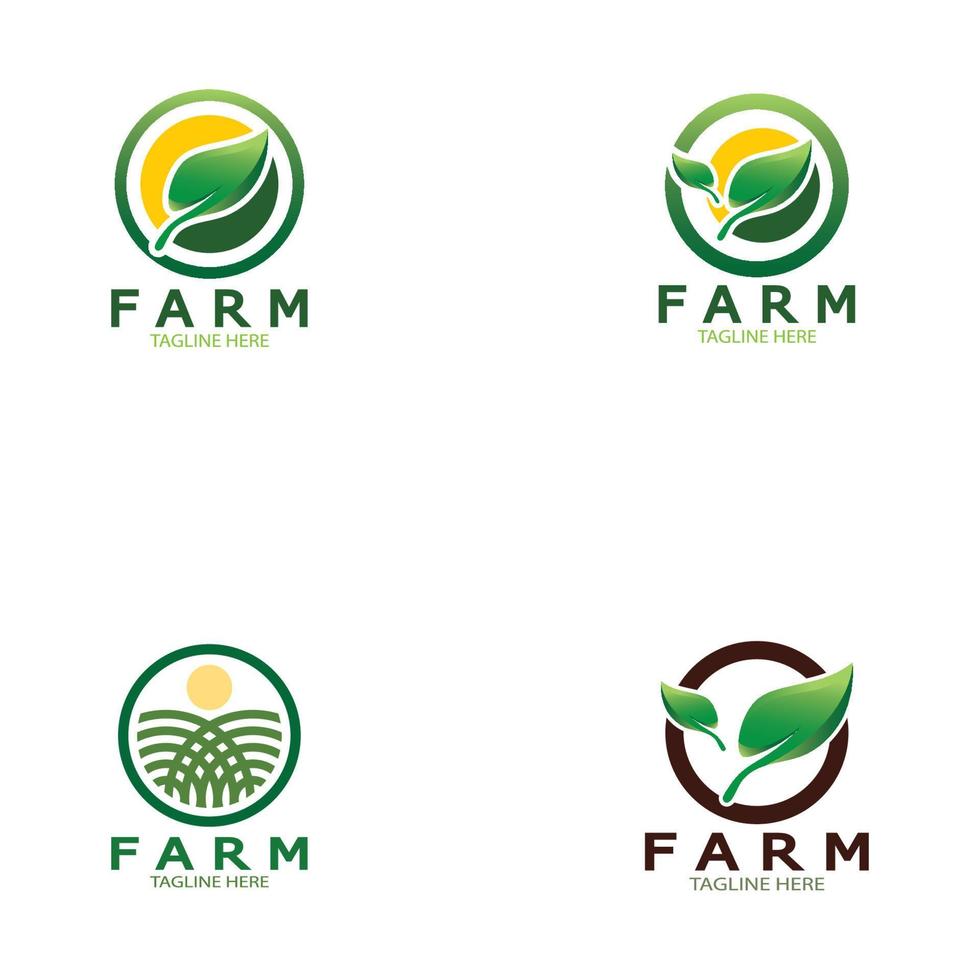 Farm  agriculture organic  logo design illustration of agriculture business, crop field, pasture, milk, Design Concept, Creative Symbol, Icon,Template vector