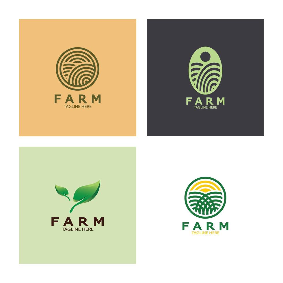 Farm  agriculture organic  logo design illustration of agriculture business, crop field, pasture, milk, Design Concept, Creative Symbol, Icon,Template vector