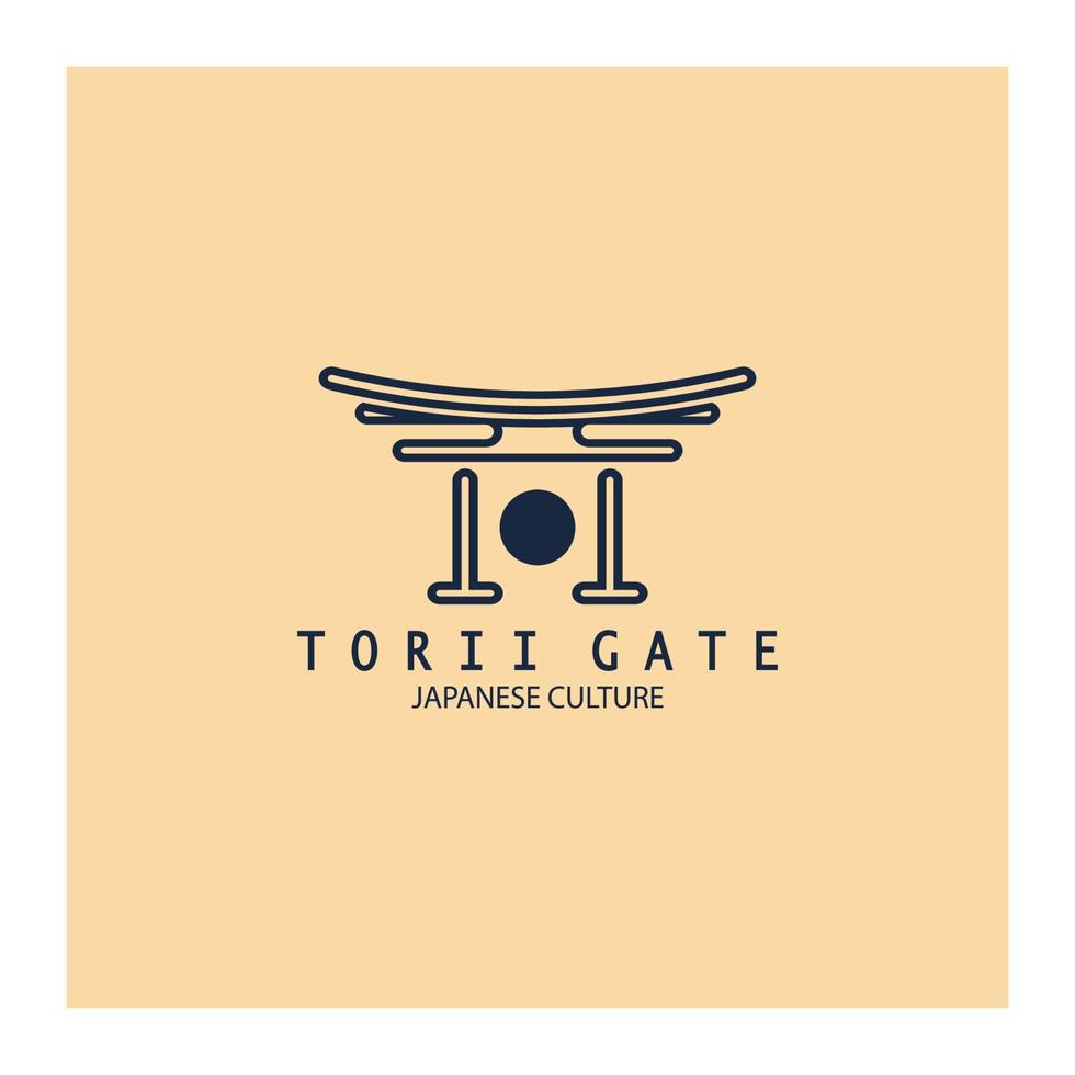 torii gate japanese traditional culture simple logo illustration icon with aesthetic minimalist vector concept