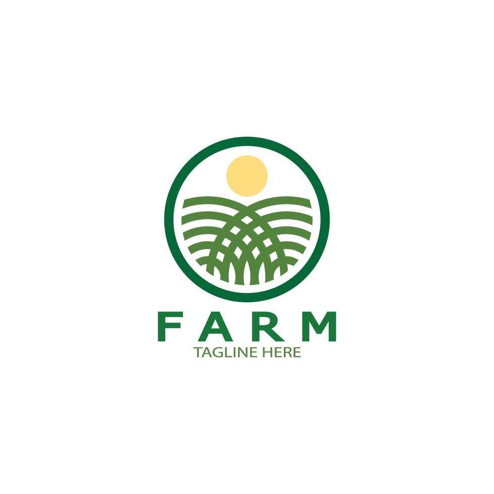 Ilustración de diseño de logotipo orgánico de agricultura agrícola de negocios agrícolas, campo de cultivo, pasto, leche, concepto de diseño, símbolo creativo, icono, plantilla vector