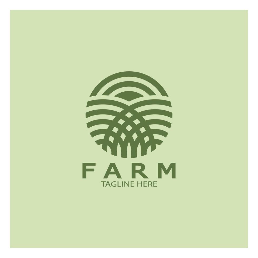 Ilustración de diseño de logotipo orgánico de agricultura agrícola de negocios agrícolas, campo de cultivo, pasto, leche, concepto de diseño, símbolo creativo, icono, plantilla vector