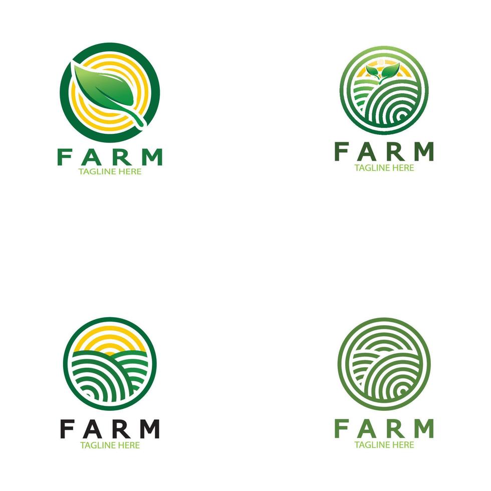 Farm  agriculture organic  logo design illustration of agriculture business, crop field, pasture, milk, Design Concept, Creative Symbol, Icon,Template vector