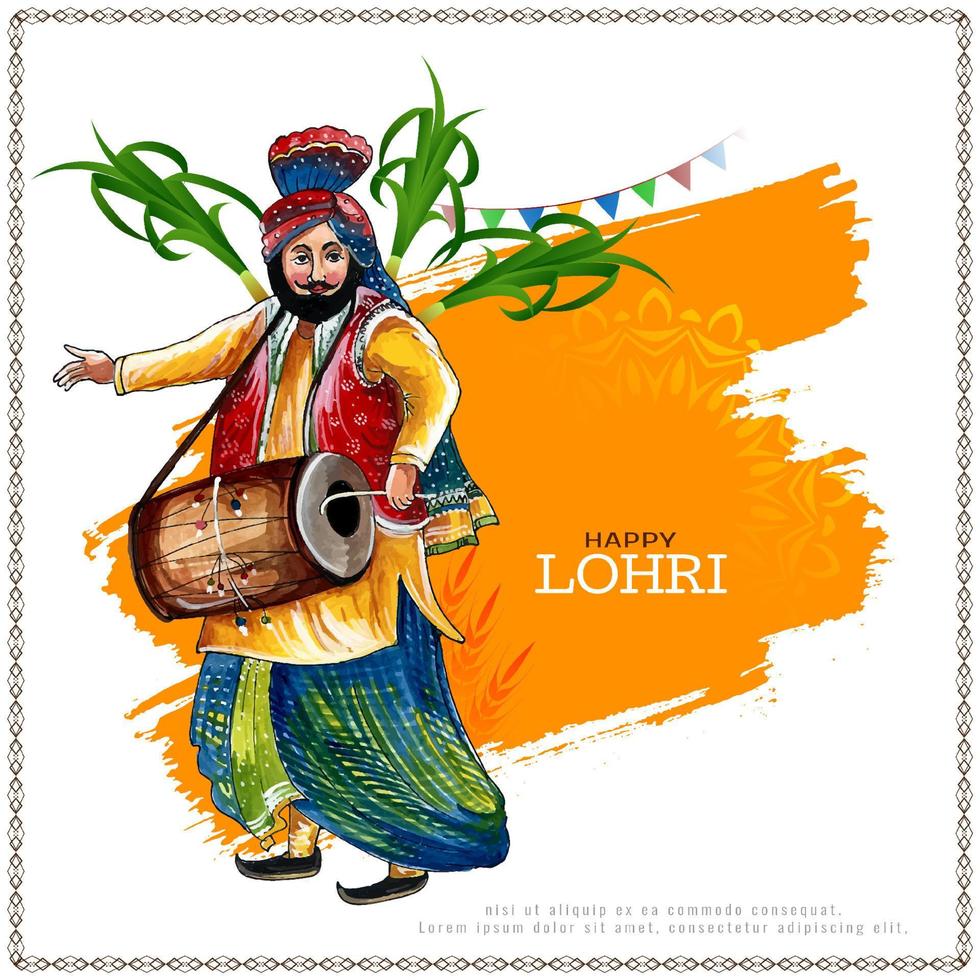 Happy Lohri Indian cultural festival background design vector