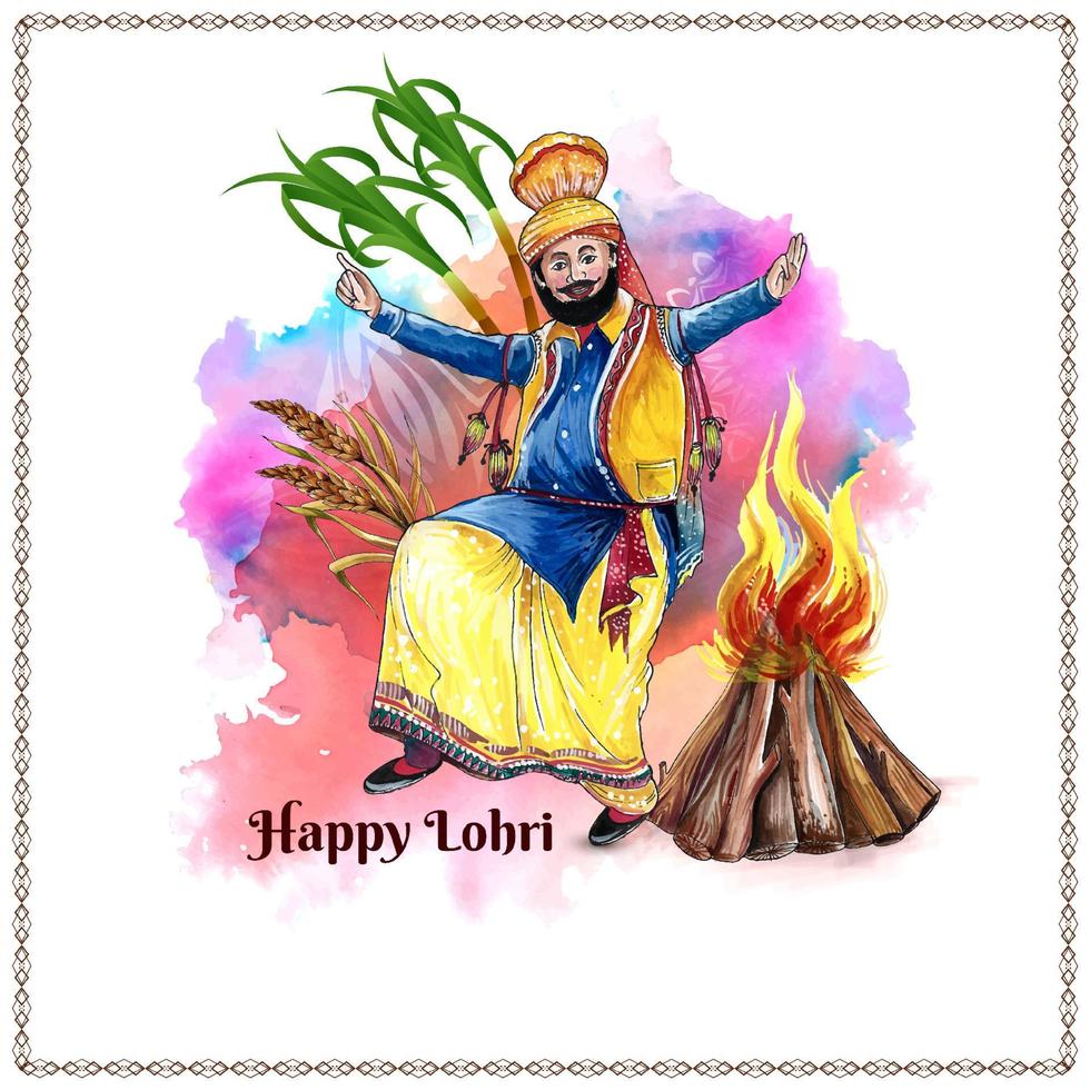 Happy Lohri cultural festival of punjab background design vector