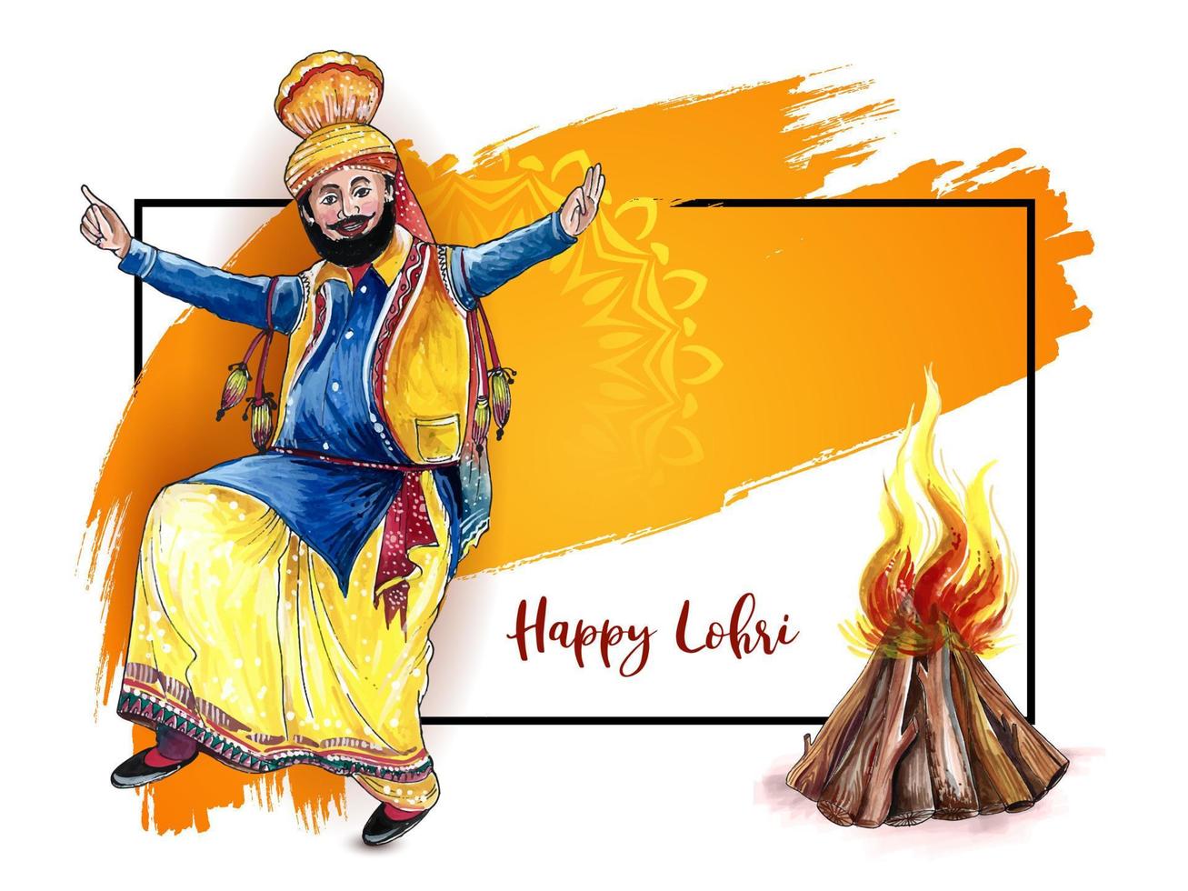 Happy Lohri cultural festival of punjab background design vector