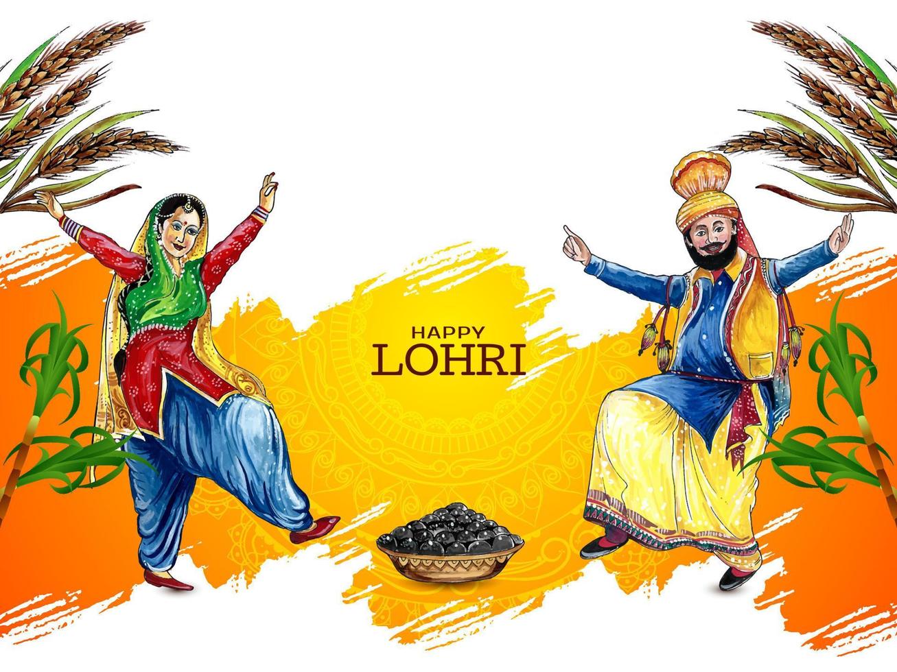 Happy Lohri Indian cultural festival background design vector