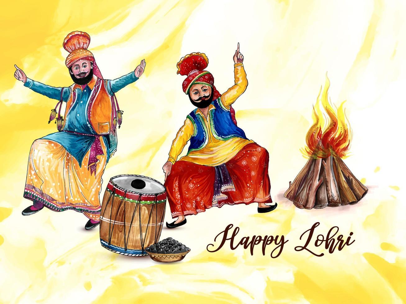 hermoso feliz lohri indio festival tradicional diseño de fondo vector