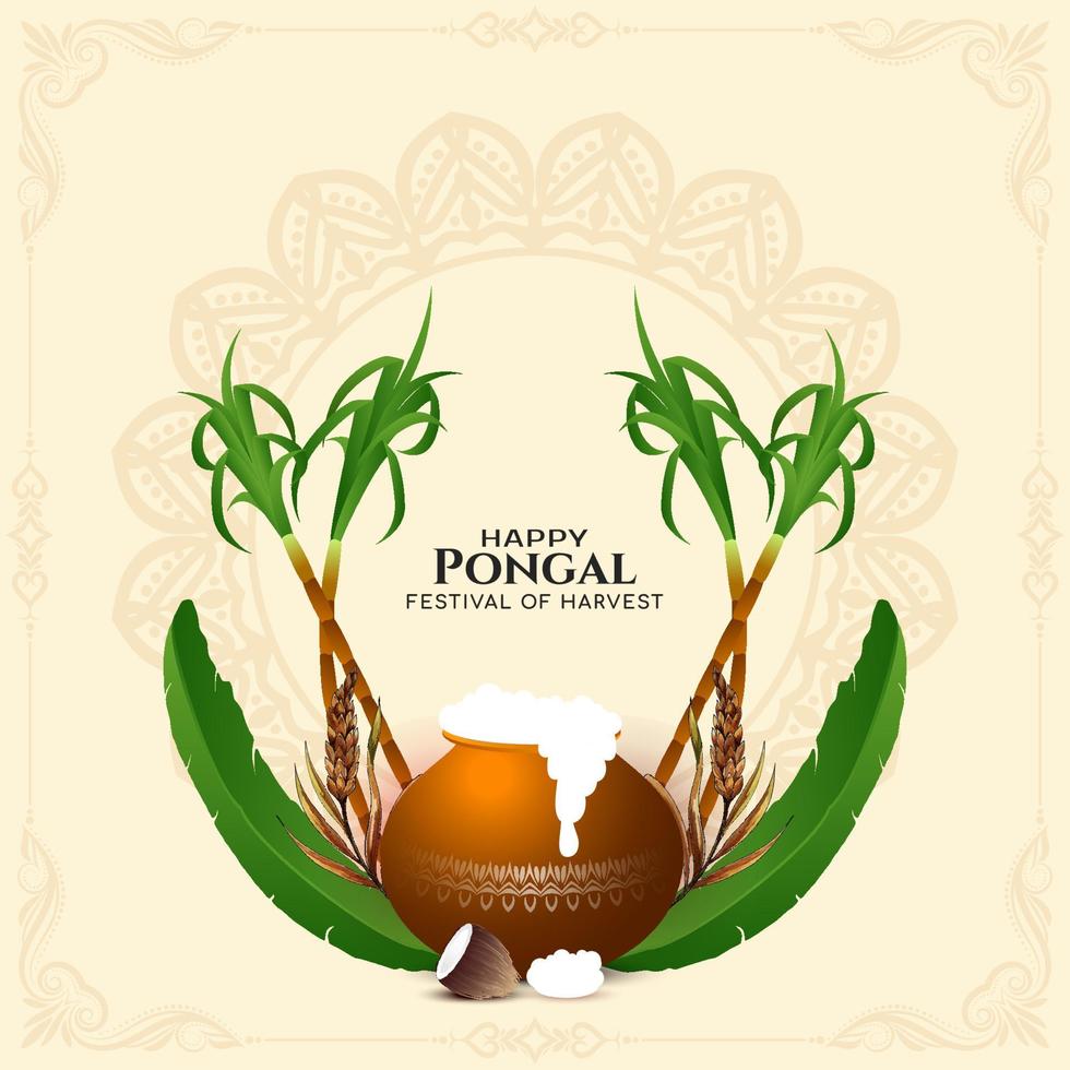 Happy Pongal south Indian religious festival greeting background vector