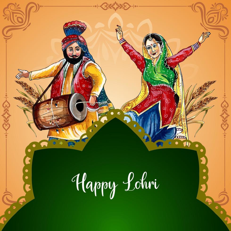 Happy Lohri and Baisakhi cultural Sikh festival celebration background vector