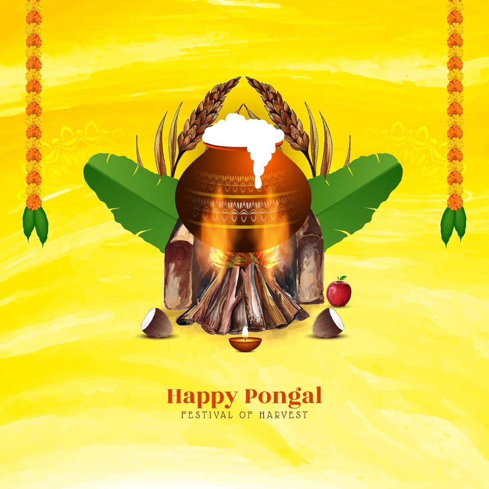 Happy Pongal south Indian cultural festival background vector