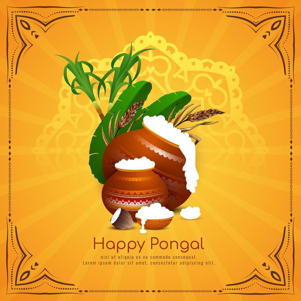 Happy Pongal Indian traditional festival background vector