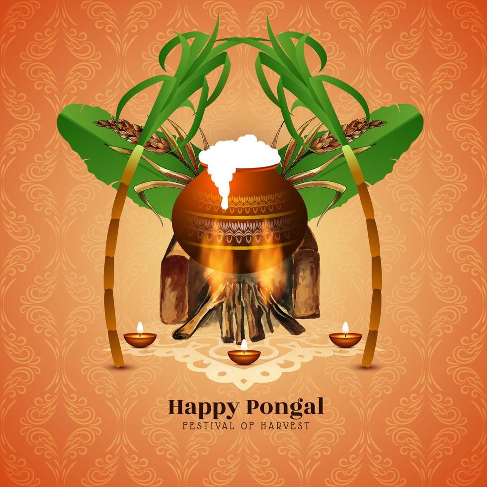 Happy Pongal Indian traditional festival background vector