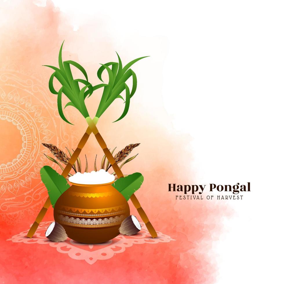 Happy Pongal south Indian cultural festival background vector
