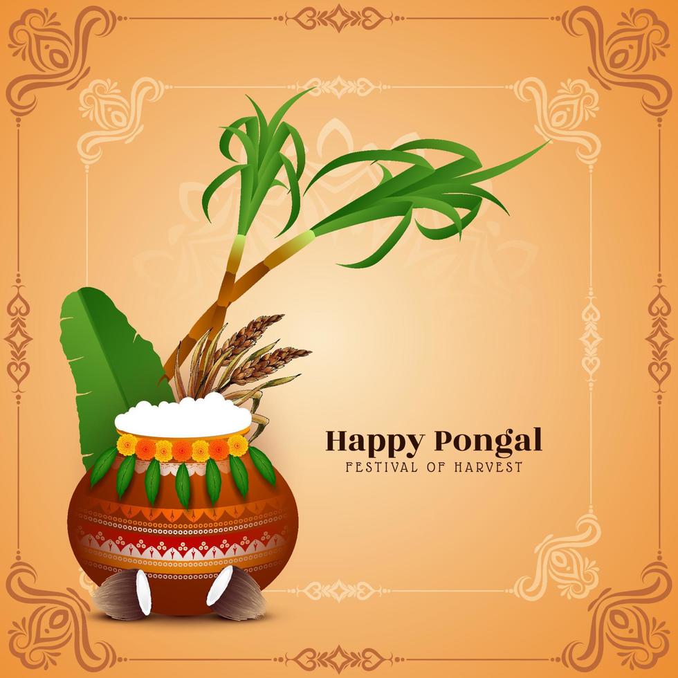 Happy Pongal Indian traditional festival background vector