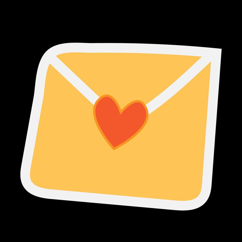 Letter with heart, a message of love in an envelope. Vector illustration isolated on white background.