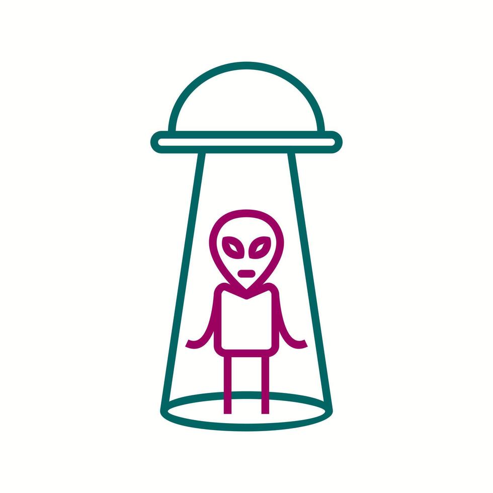 Unique Alien Abduction Vector Line Icon