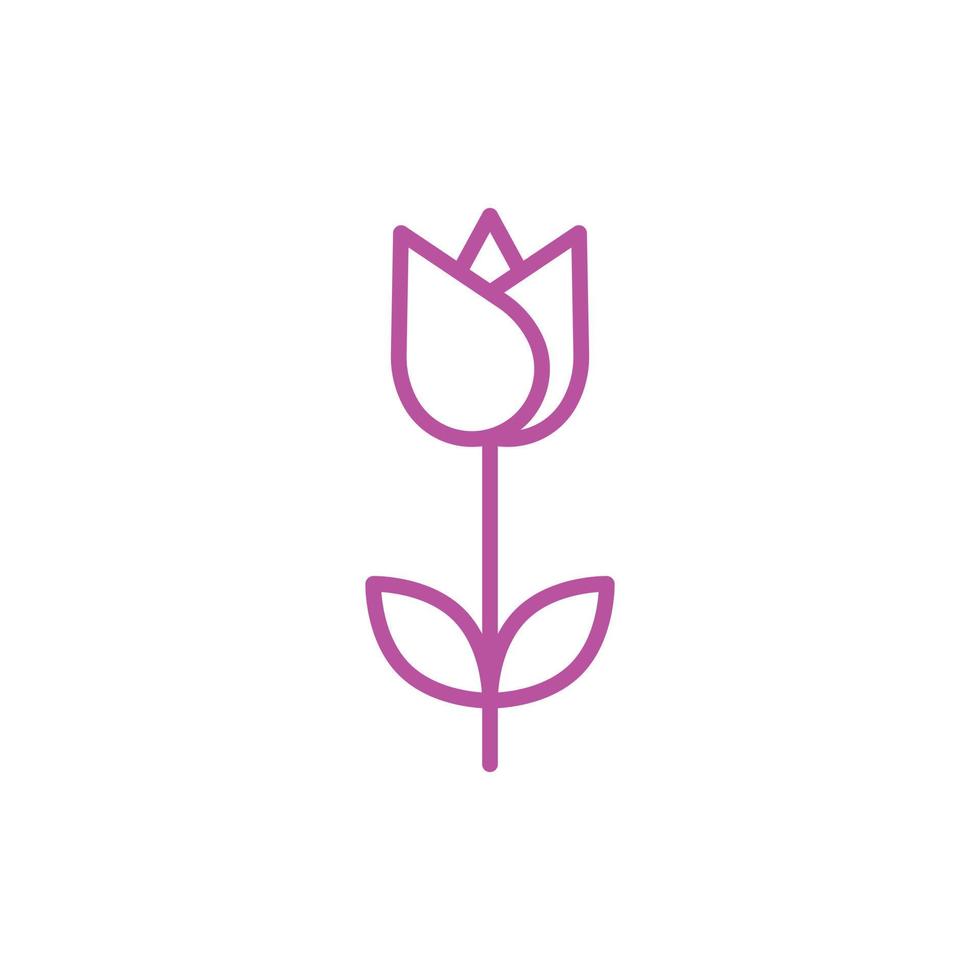 eps10 vector rosa tulipán flor línea abstracta icono de arte o logotipo aislado sobre fondo blanco. símbolo de contorno de flor de tulipán en un estilo moderno plano simple y moderno para el diseño de su sitio web y aplicación móvil