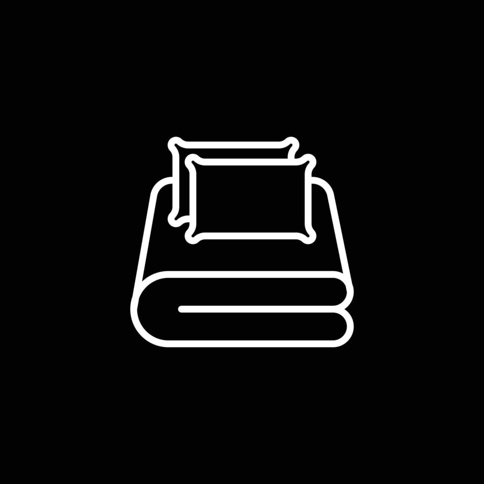 eps10 white vector Bed linen set with pillows icon or logo isolated on black background. bed sheet and duvet cover symbol in a simple flat trendy modern style for your website design, and mobile app