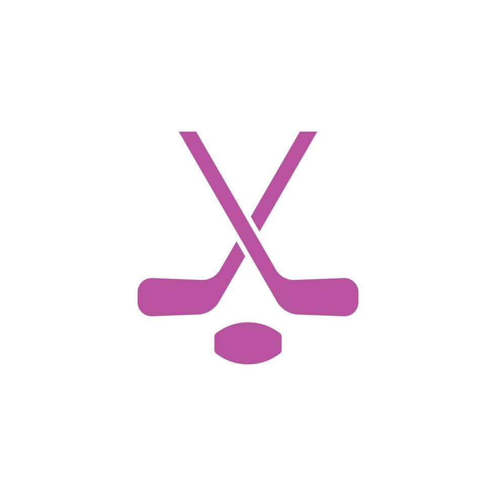 eps10 icono de hockey de campo vectorial rosa o logotipo aislado en fondo blanco. palos de hockey cruzados y símbolo de pelota en un estilo moderno y sencillo para el diseño de su sitio web y aplicación móvil vector