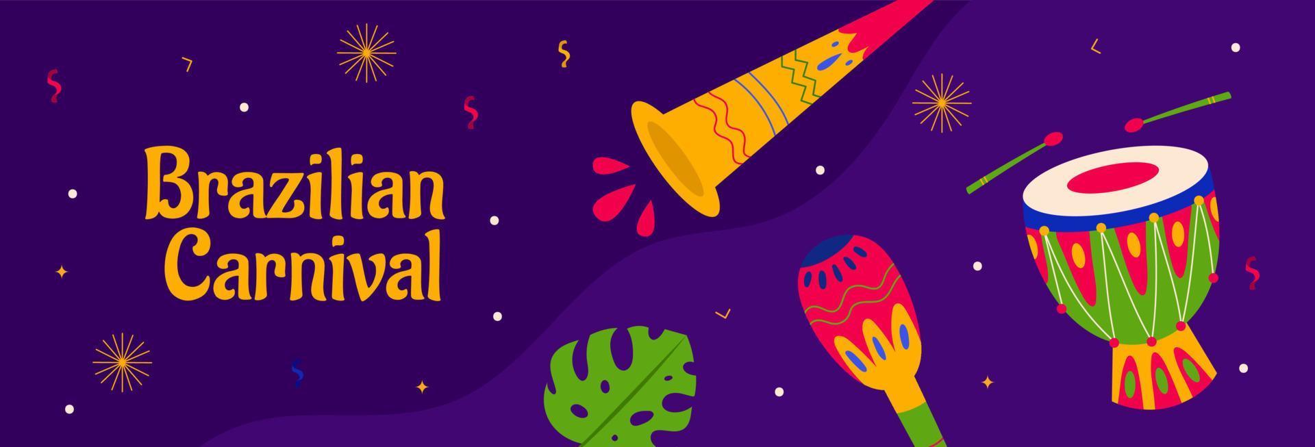 diseño plano de vector de banner horizontal de carnaval brasileño