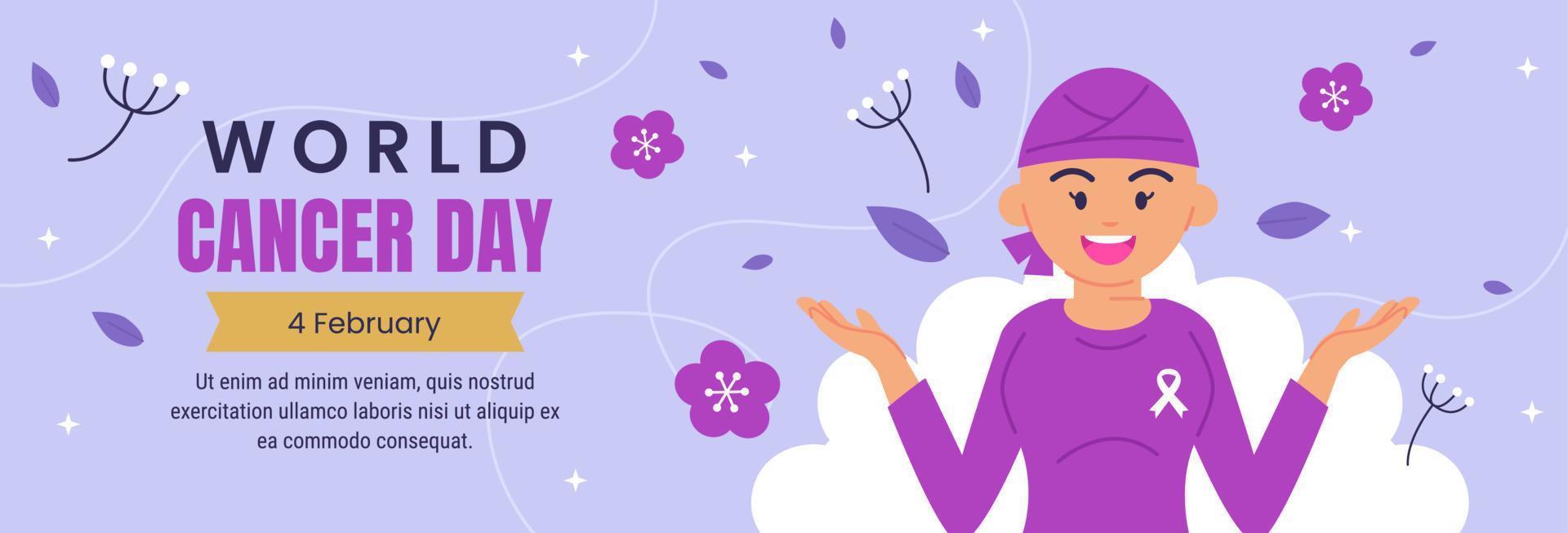 world cancer day 2023 horizontal banner template vector flat design