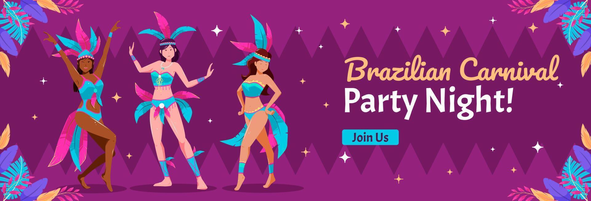 brazilian carnival horizontal banner vector flat design