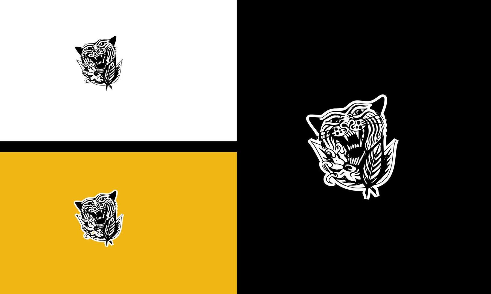 head tiger and fangs vector outline design