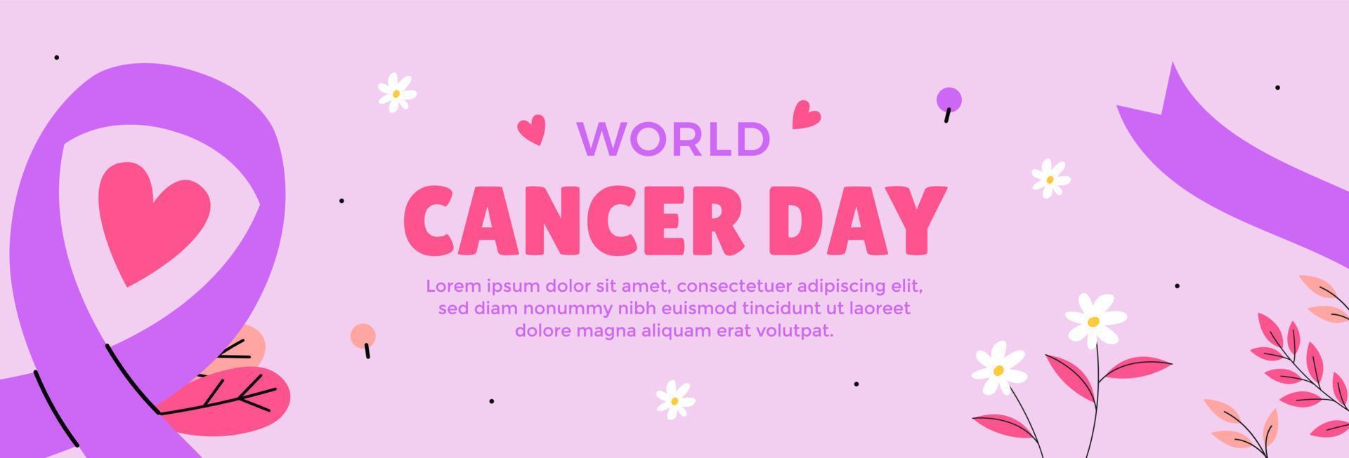 world cancer day 2023 horizontal banner template vector flat design