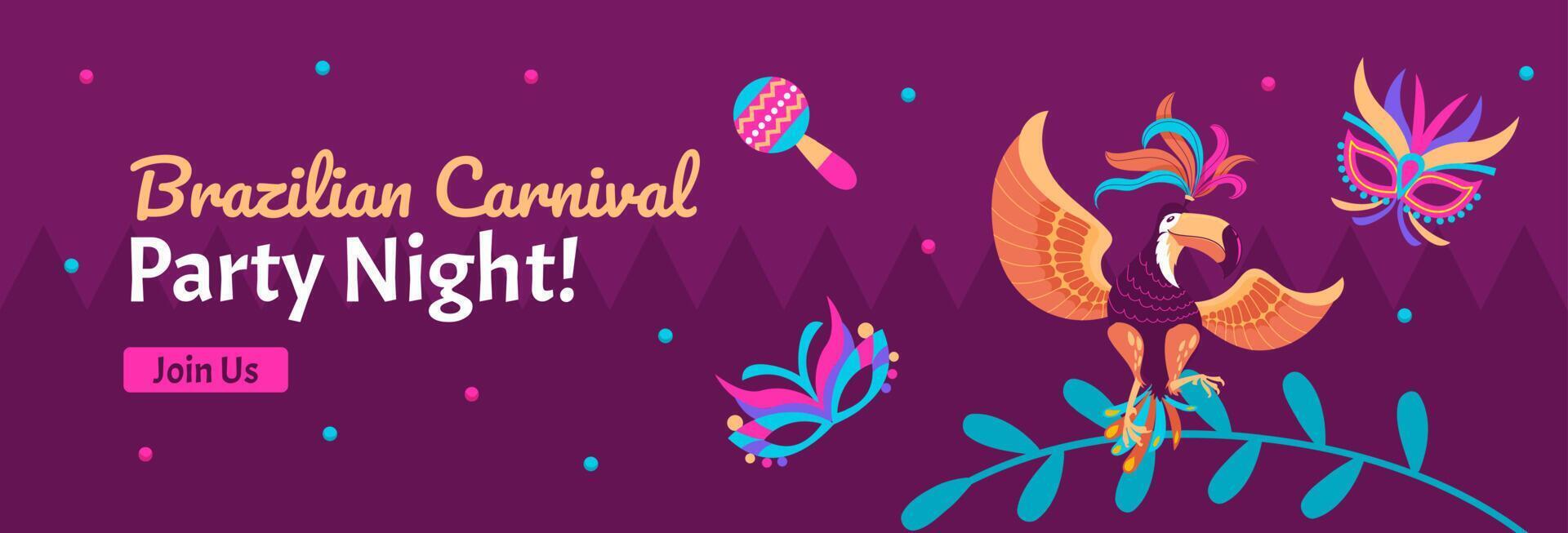 diseño plano de vector de banner horizontal de carnaval brasileño