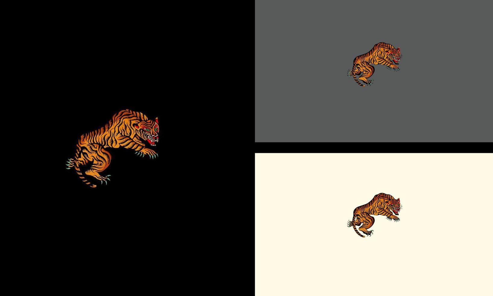 tigre corriendo diseño de ilustraciones vectoriales enojado vector