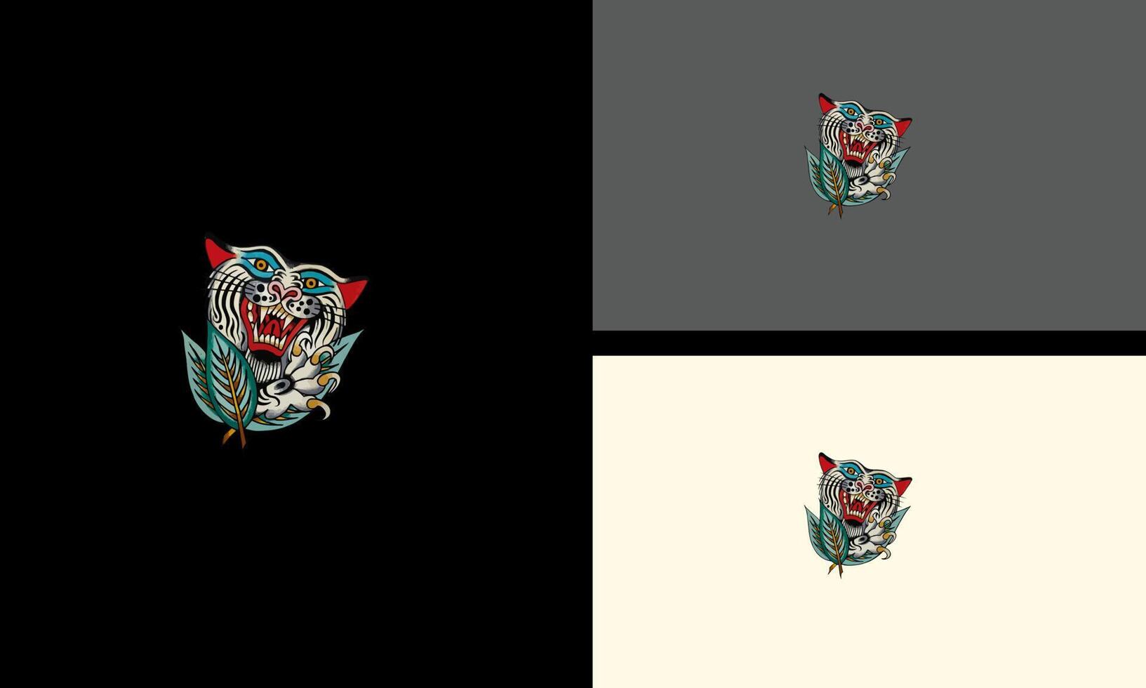 head white tiger angry vector artwork design