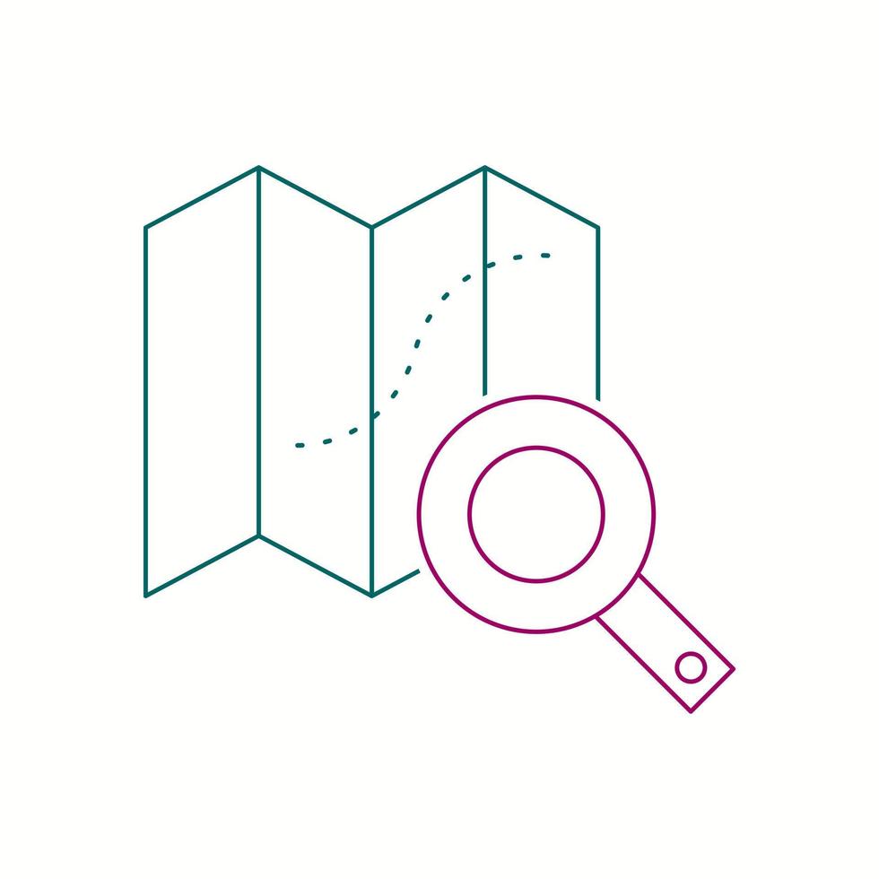 Beautiful Search on map vector line icon